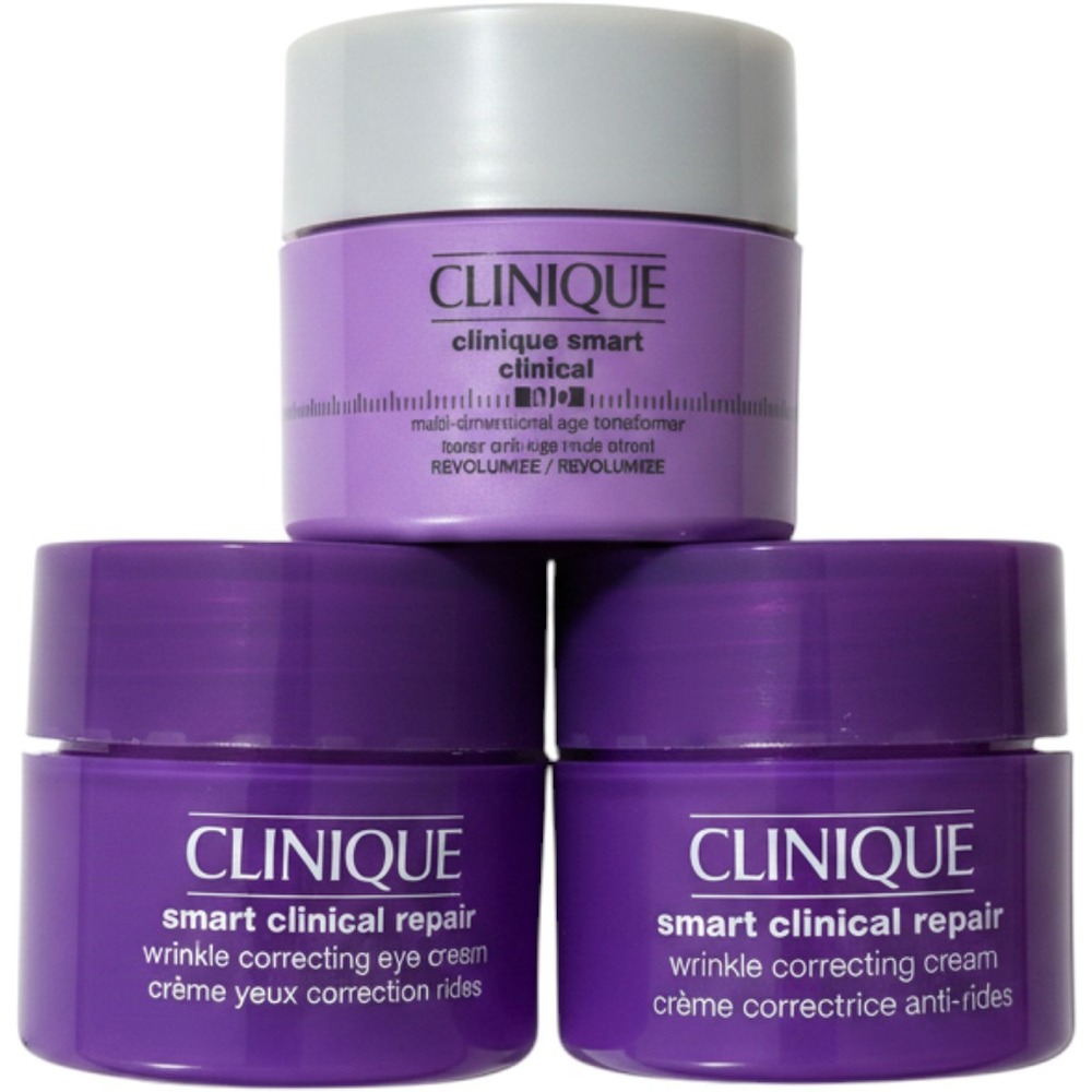 NEW Clinique Smart Clinical Repair Wrinkle Correcting & Eye Cream 3pc Travel Set